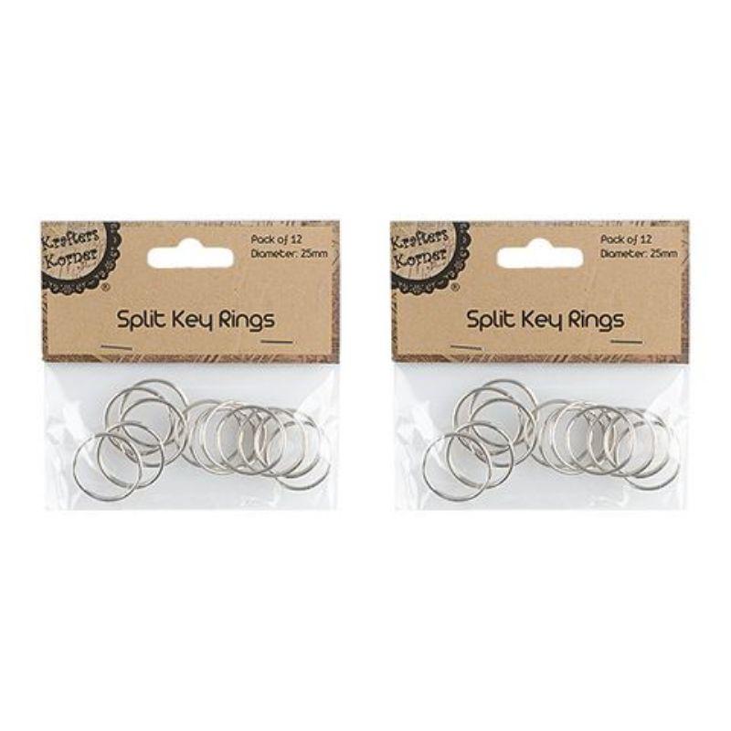 12 Pack Key Rings - 25mm