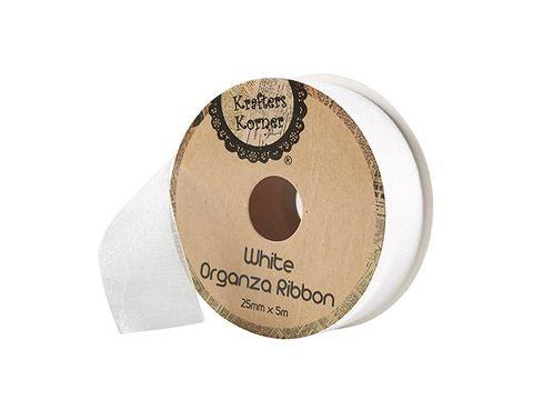 Organza White Ribbon - 25mm x 5m