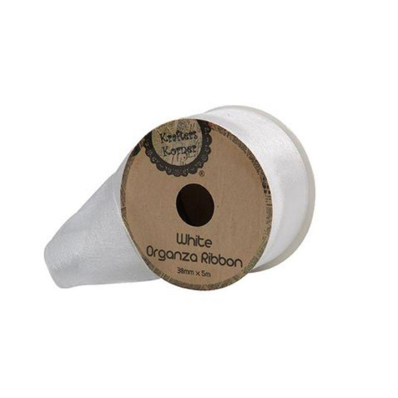 Organza White Ribbon - 38mm x 5m