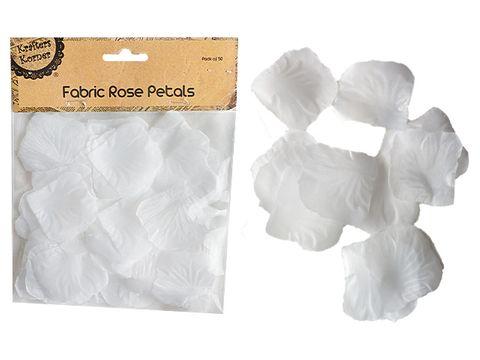 50 Pack White Fabric Rose Petals