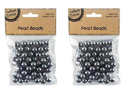 Silver Pearl Beads 12mm - 50g