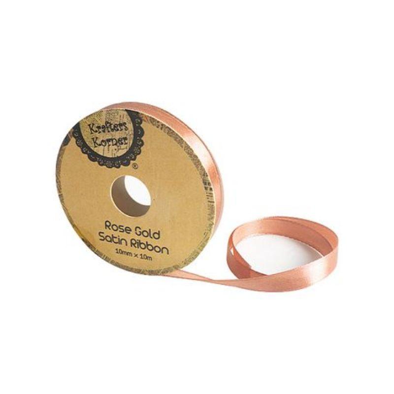 Satin Rose Gold Ribbon - 10mm x 10m