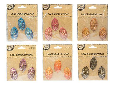 3 Pack Leaf Embellishment - 5.4cm x 2.7cm