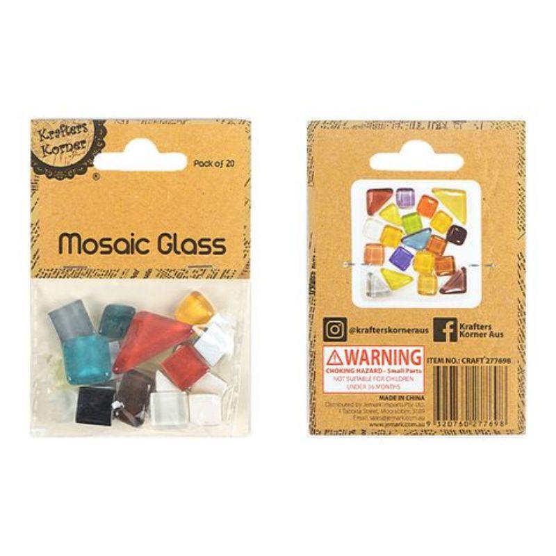 36 Pack Coloured Glass Assorted Shape Mosaic Tiles