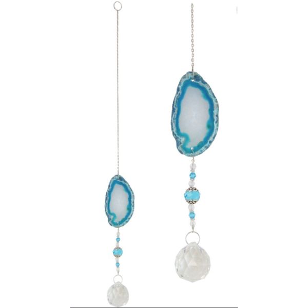 Blue Quartz Gemstone Suncatcher - 38cm