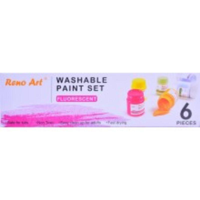 6 Pack Washable Fluro Paints - 18ml