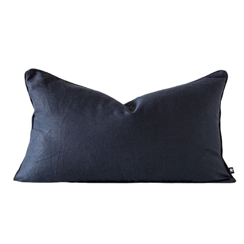Navy Linen Feather Insert Indoor Cushion - 60cm x 40cm
