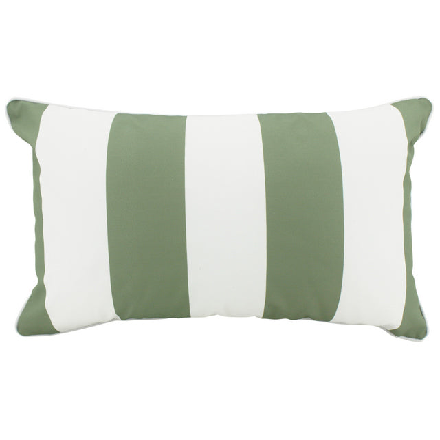 Outdoor Stipe Olive Lumbar Cushion - 30cm x 50cm