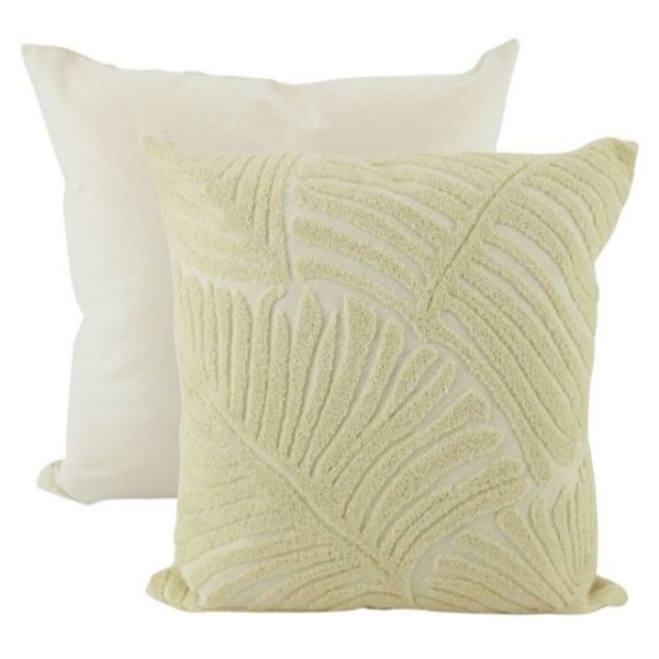 White Good Leaf Cushion - 45cm x 45cm