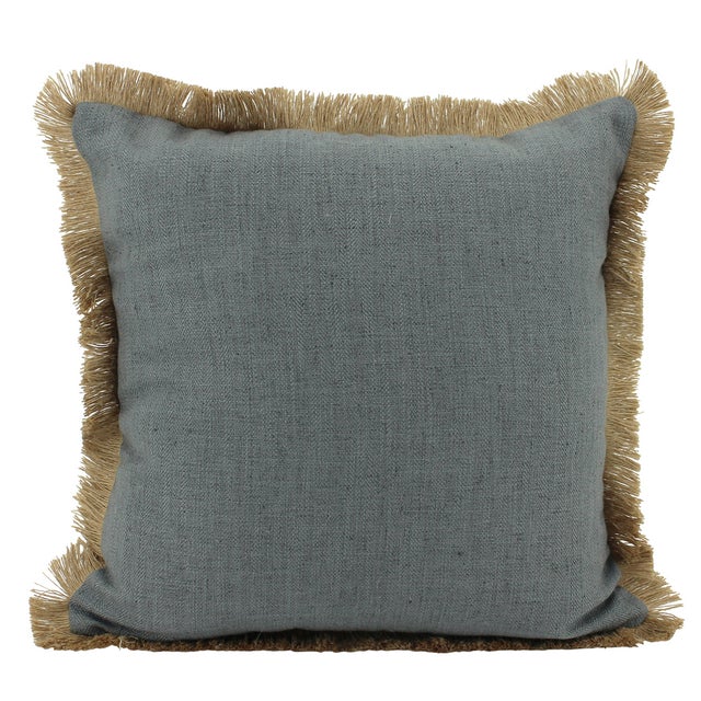 Linen Fringe Cushion Dark Grey - 45cm x 45cm