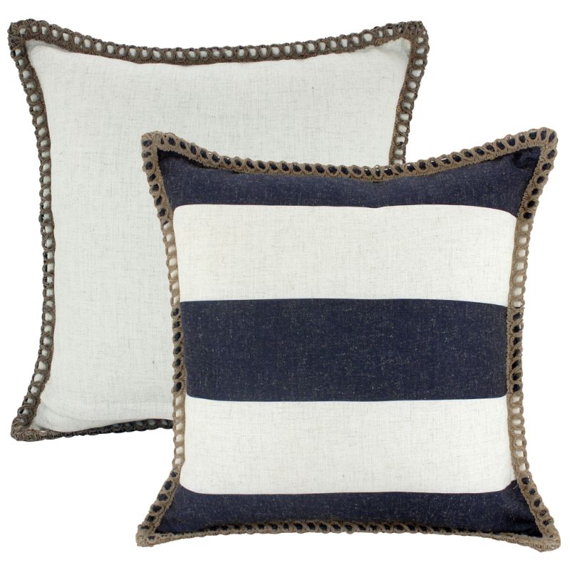 Navy Jute Linen Cushion - 50cm x 50cm