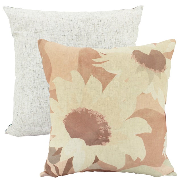 White Sunflowers Linen Cushion - 50cm x 50cm