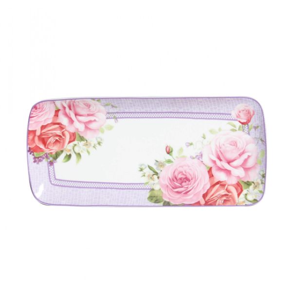 Pink Rose Long Serving Plate - 30cm x 13.5cm