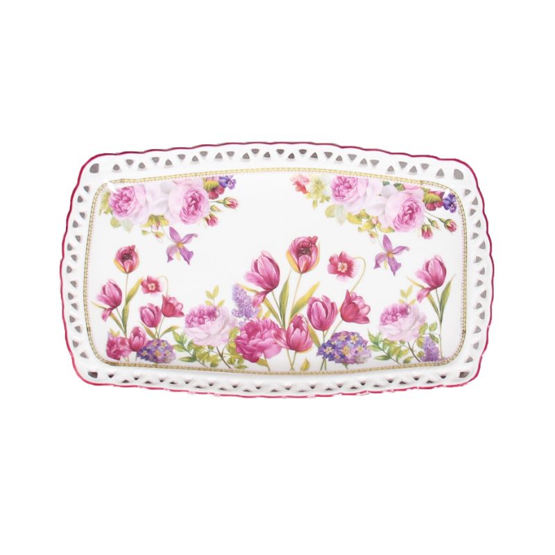 Rose and Tulip Sandwich plate - 25cm x 15cm