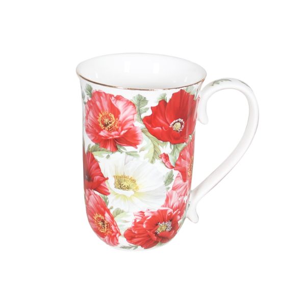 New Poppies On White Mug - 405ml