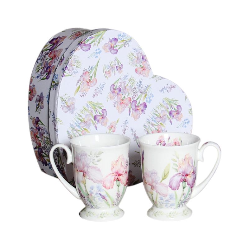 2 Pack Iris Mug Set in Heart Shape Box - 280ml