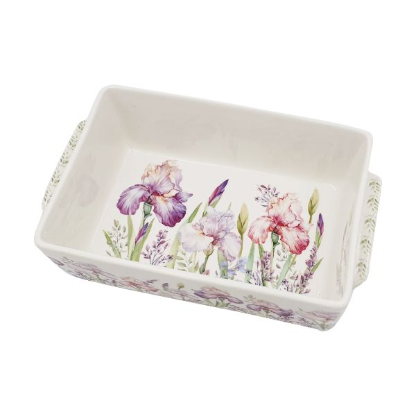 Rectangular Iris Bowl With Handle & Cover - 20cm x 12cm x 6cm