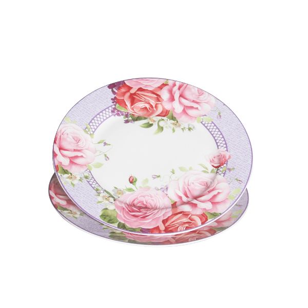 2 Pack Pink Rose Dessert Plate - 19cm