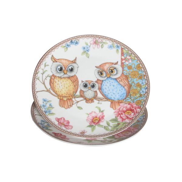 2 Pack Owls Plate - 20cm