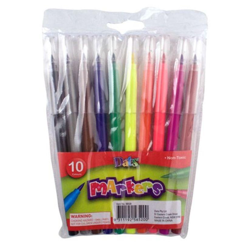 10 Pack Coloured Brush Tip Markers