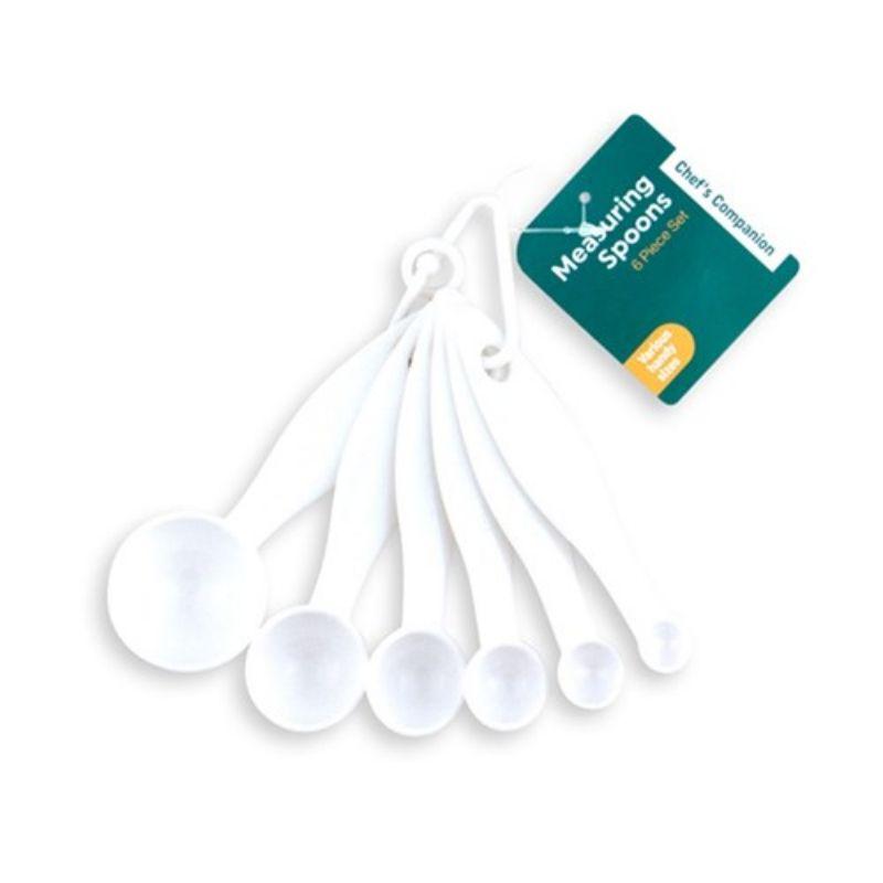 6 Set White Plastic Measuring Spoons