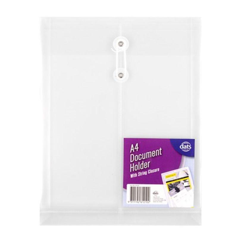 Clear Document Wallet with String Closure - A4