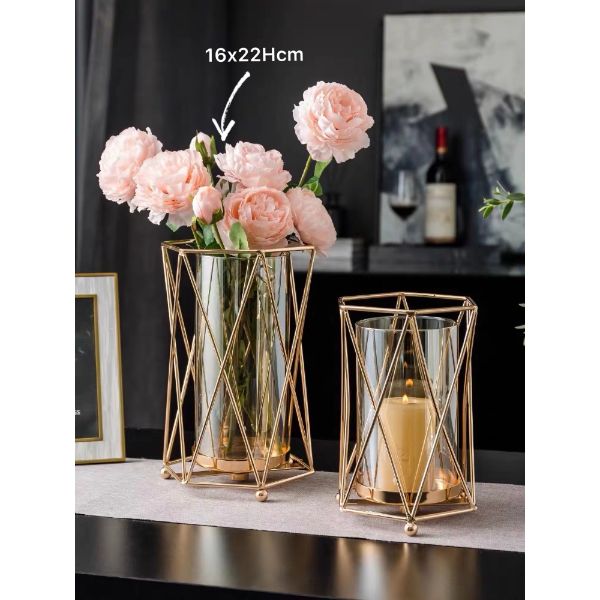 Gold Decorative Candle Holder - 16cm x 22cm