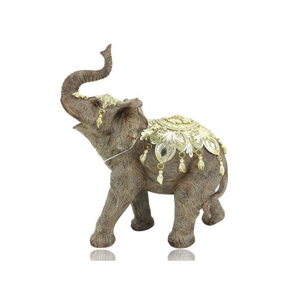 Resin Elephant With Sculpted Pattern - 22cm x 11cm x 26cm
