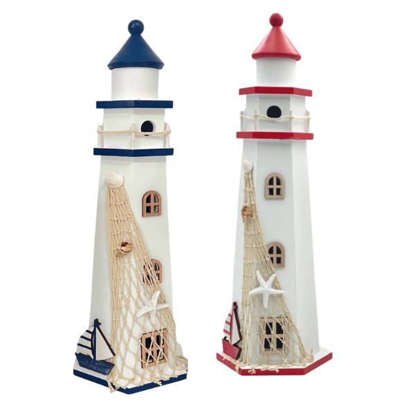 Plywood Lighthouse Standing Decoration - 16cm x 14cm x 48cm