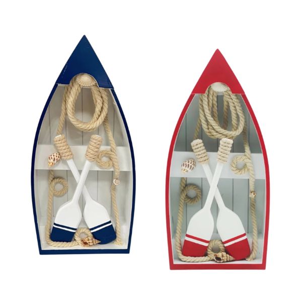 Plywood Boat With Paddle Decor - 16cm x 6.5cm x 33cm