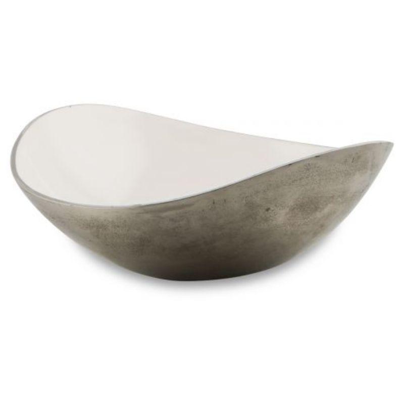 Fresh White Aluminium & Enamel Silver Deep Curve Bowl - 36cm x 34cm x 14cm