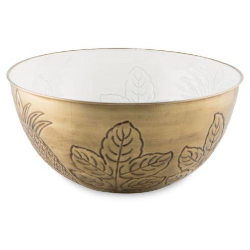 Gold Iron & Enamel Pineapple Bowl - 36cm x 36cm x 17cm