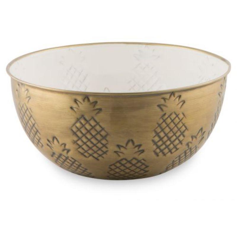 Gold Iron & Enamel Pineapple Bowl - 26cm x 26cm x 12cm