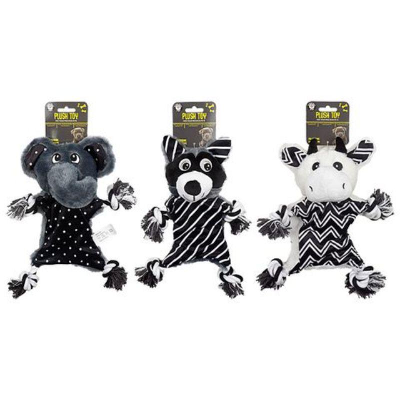 Black & White Plush Dog Toy - 28cm x 26cm