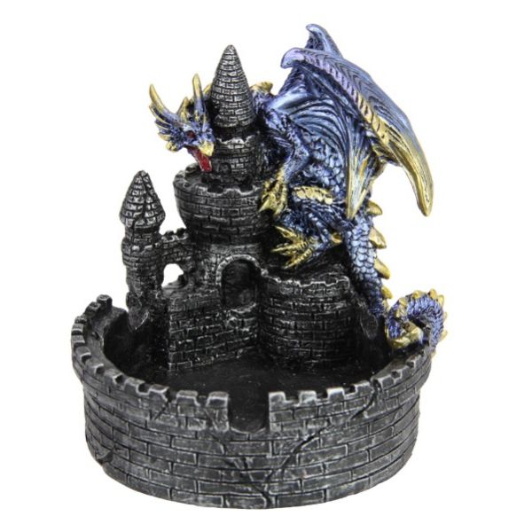 Dragon Guarding Castle Trinket Holder - 14cm