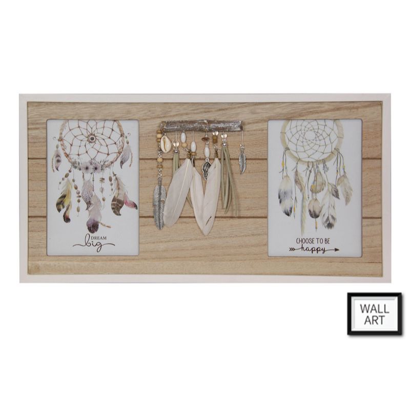 Twin Dream Catcher Framed Print - 40cm x 21cm