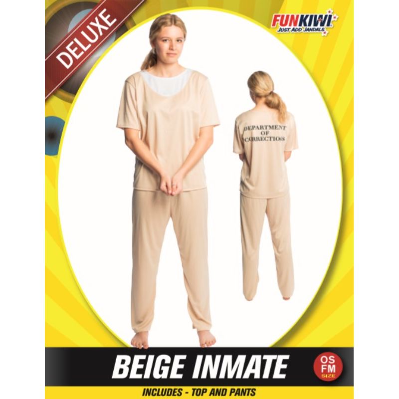 Adults Beige Inmate Deluxe Costume