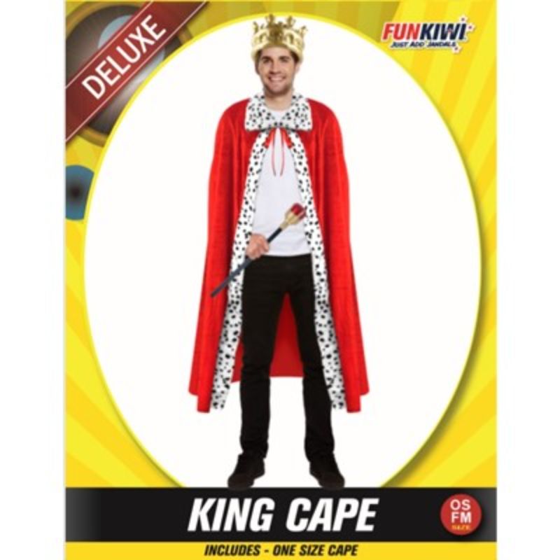 Adult Deluxe King Cape with Spotted Fur Trim - One Size Fits