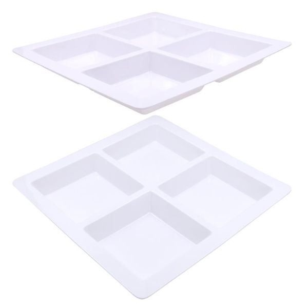 Jumbo White Melamine 4 Compartment Condiment Tray - 34.5cm x 34.5cm