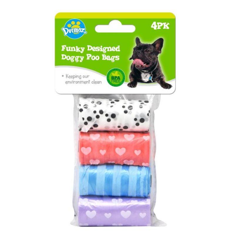 4 Pack Funky Design Series Doggy Poo Clean Up Bags