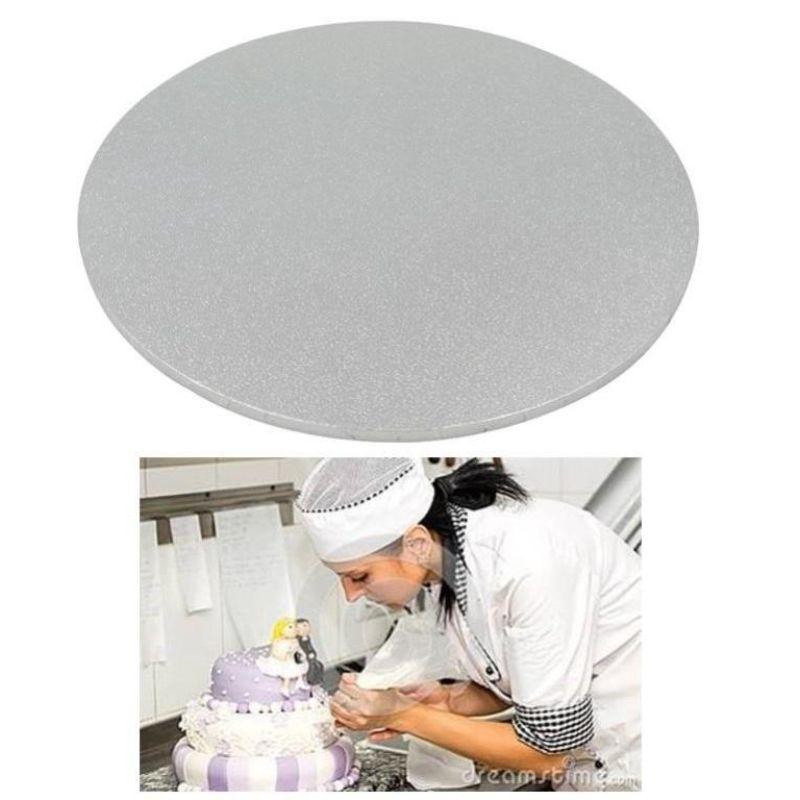 Silver Preminum Heavy Duty Round Cake Board - 20cm x 0.6cm