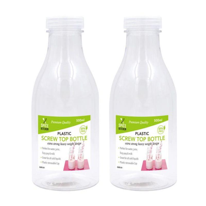 Plastic Milk Bottle with Screw Top Lid - 500ml