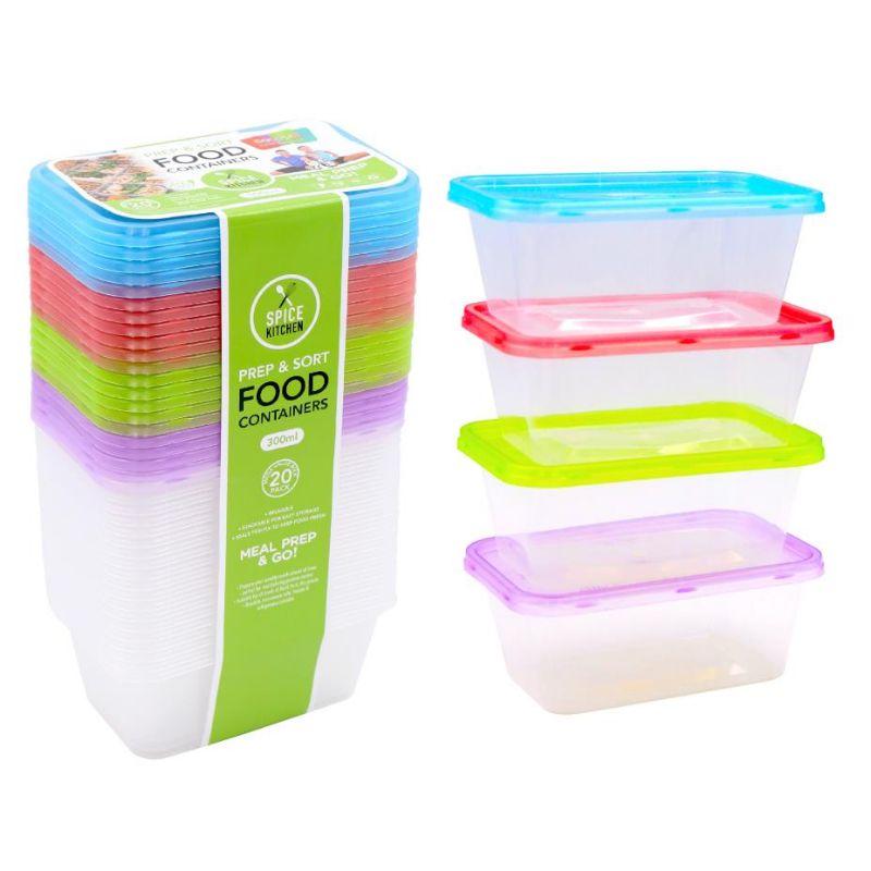 20 Pack Prep & Sort Food Containers - 300ml