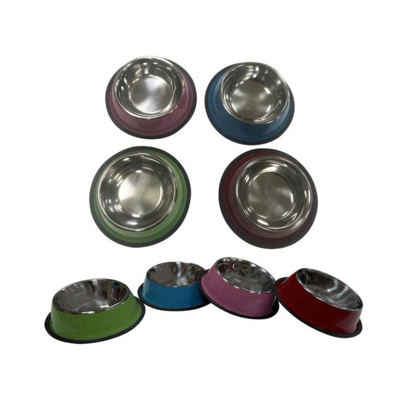 Stainless Steel Pet Bowl with Coloured Rim - Medium - 22cm