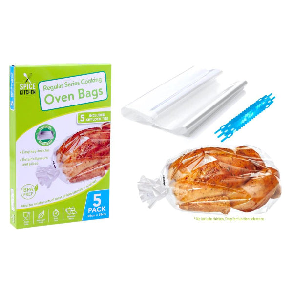 5 Pack Regular No Mess Cooking Oven Bags - 25cm x 38cm