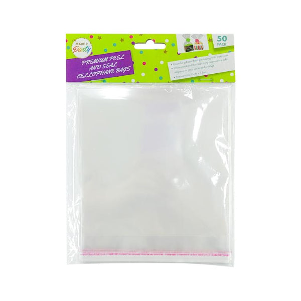 50 Pack Peal & Seal Cello Bags - 15cm x 15cm