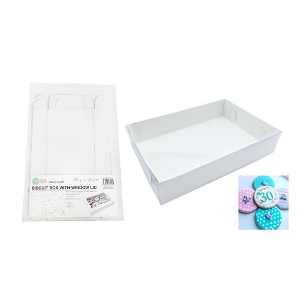 2 Pack Biscuit Box With Window Lid - 22.5cm x 11.5cm x 4cm