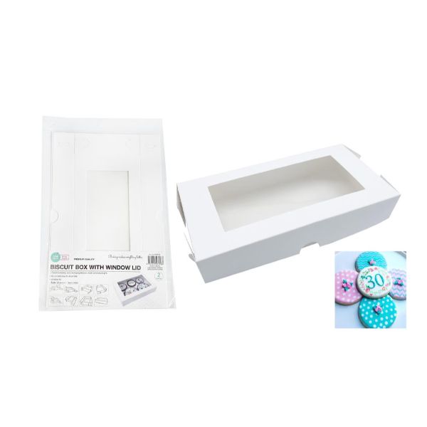 2 Pack Biscuit Box With Window Lid - 22.5cm x 11.5cm x 4cm