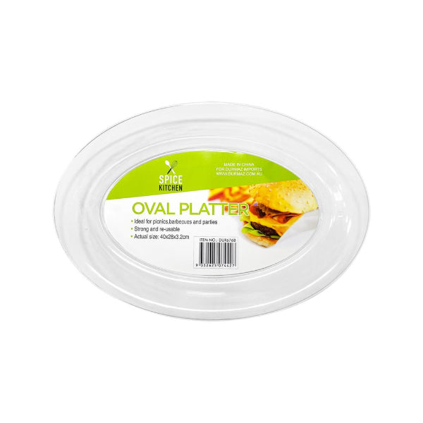 Oval Premium Transparent Plastic Platter - 40cm x 28cm