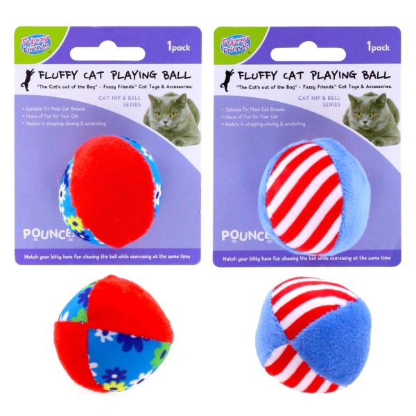 Fluffy Cat Nip Bell Playing Ball